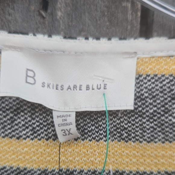 Skies Are Blue Patterned Cardigan with Yellow and Black Stripes - Picture 3 of 8
